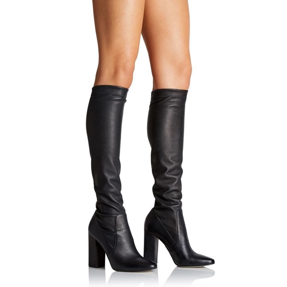 Tamara Mellon Helmut stretch leather knee high boot black 41